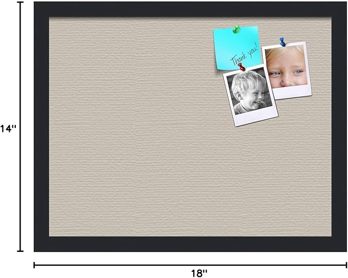 PinPix 18x14 Inch Cork Bulletin Board. This Decorative Framed Pin Board Comes with Desert Pastel Design and a Satin Black Frame. Ideal for Home Office Decor or Message Board (PinPix-1815)
