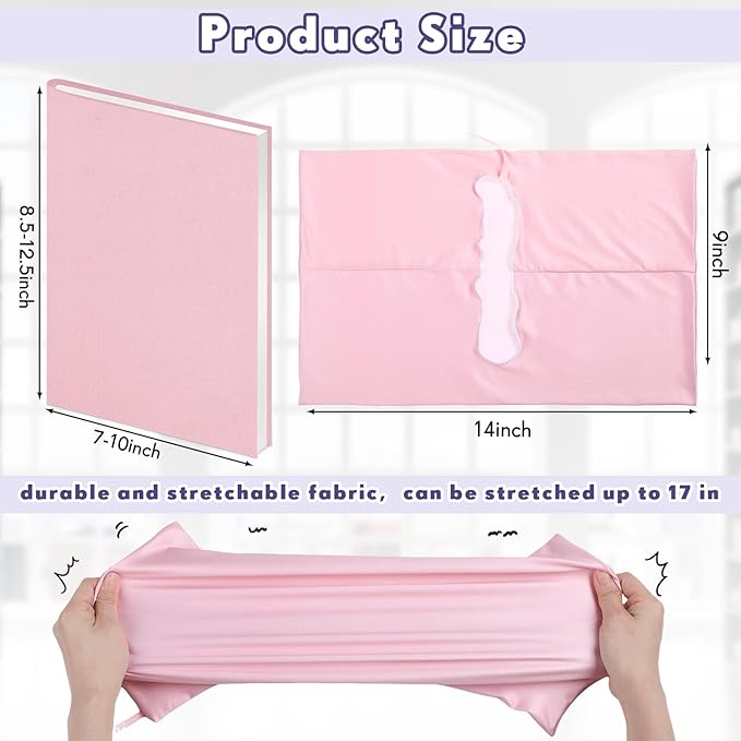 PerKoop 12 Pcs Jumbo Book Covers Stretchable Fabric School Book Protector Reusable Washable Cover Protector for Most Hardcover Textbooks(Bright Colors,9 x 11 Inch)