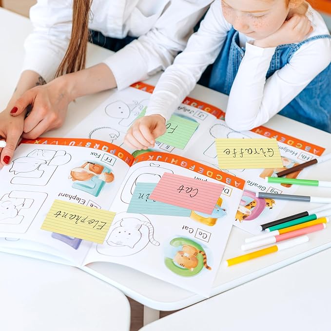 Colored Index Cards 3x5, Goefun Lined Notecards 100Pcs, 4 Color Flsahcards for Studying, Memo Cards, Office Supply, DIY, To Do List, Presentation