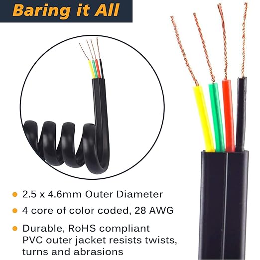 Telephone Handset Cord Detangler 1 Set, 1 Pack 360 Degree Rotating/Anti-Tangle Landline Cable and 1 Pack Telephone Handset Cord 8.5 Foot Uncoiled (2 Foot Coiled)