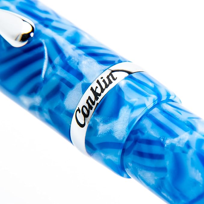 Conklin Duragraph Fountain Pen Ice Blue - Medium Nib, Timeless Writing Instrument with Cool Blue Finish