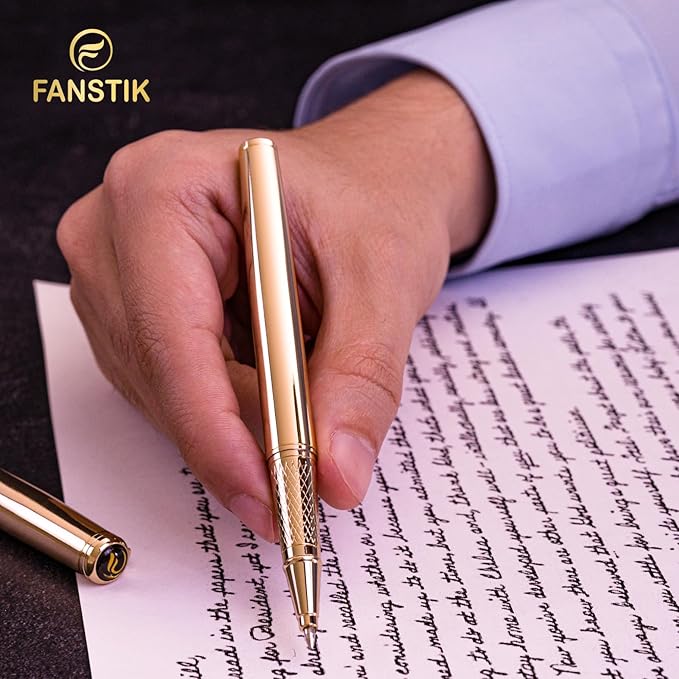 Gold Luxury Rollerball pen (Made In USA) fancy gift set for women, Real 24K Gold Plating, Professional executive pen gift set for men (Lux Rollerball Gld)