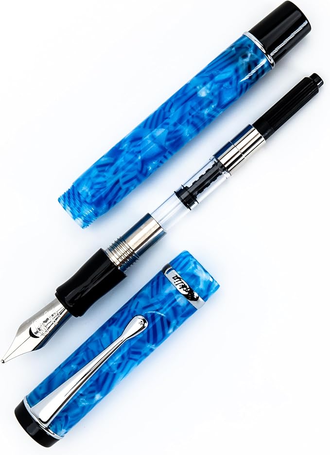 Conklin Duragraph Fountain Pen Ice Blue - Fine Nib, Elegant Writing Instrument with Cool Blue Finish