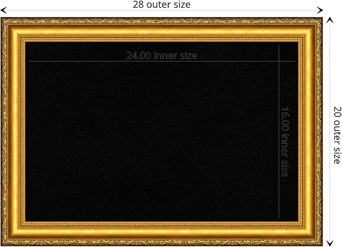 Amanti Art Black Cork Board for Wall, 20x28 Vision Board with Gold Wood Frame, Medium Corkboard Office Decor for Home Organization, Traditional Corkboard Pinboard to display items for home