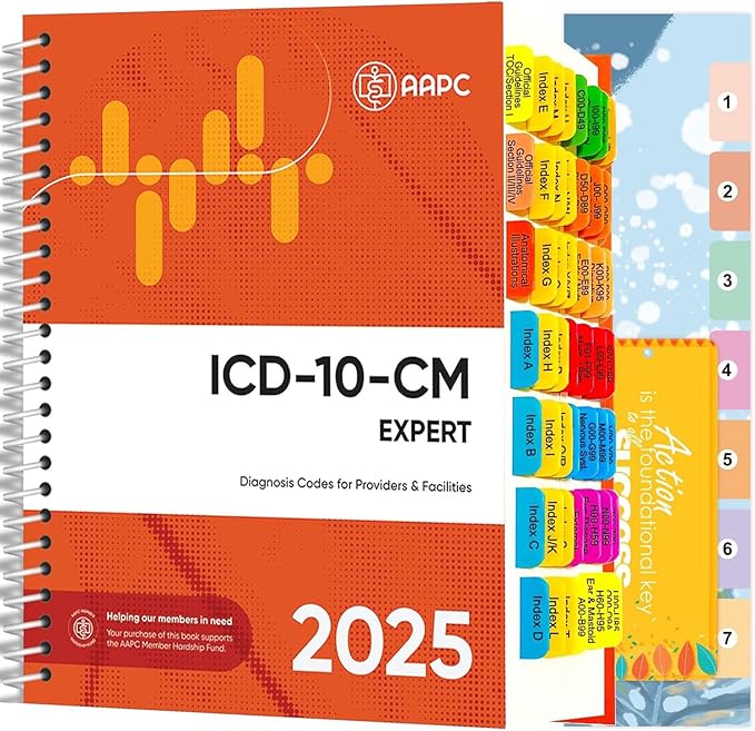 Index Tabs for AAPC Version ICD-10-CM 2025 (Book not Included), The Complete Official Codebook, 56 Color Coded Clear PVC Laminated Tabs, Bookmarker, 50 ICD-10 Coding Guidelines Tabs 6 Blank Tabs