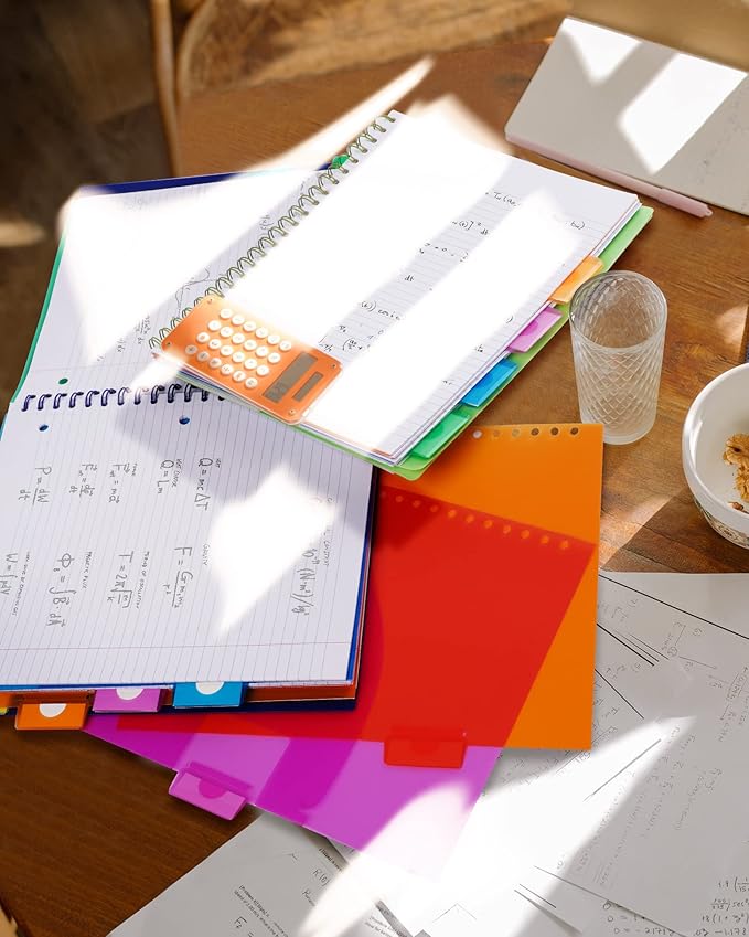 5 Subject Notebook - Spiral Notebook, College Ruled Notebook With Dividers Pocket, Tabs, 11" Ruler, 200 Pages, for Writing Journal, Home & Office, School Supplies, 8.5''x11'' Violet