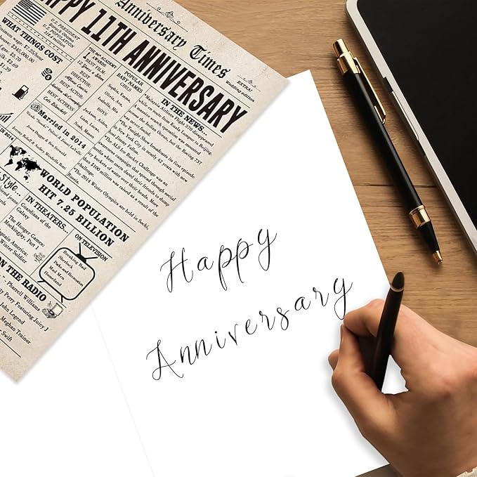 Jumbo 11th Anniversary Card for Him Her, Romantic 11 Year Wedding Gifts for Husband Wife, Steel Anniversary Card for Couple Parents