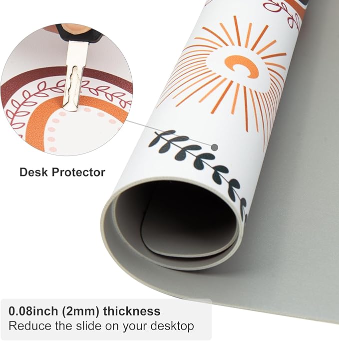 Colorful Star Boho Cute Desk Pad, Waterproof Rainbow Large Gaming Mouse pad for Girls Women Cute Desk Accessories Kawaii Office Decor, Computer Keyboard Mat for Work, Game, Office, Home 31.5" x 15.7"