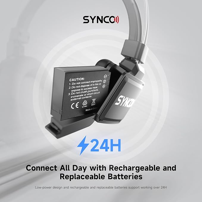 SYNCO XTalk XPro5 Wireless Intercom Headset with Microphone Communication System Random Master Device,2.4GHz Full Duplex 500 M/1640 FT Real-time Monitoring 24H Working Time