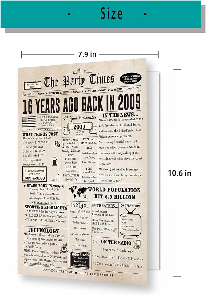 Cool Gifts for 16 Year Old Girls Boys, Humor 16th Birthday Gifts Ideas for Girls Boys, Sweet 16th Birthday Card for Her Him, Happy 16 Birthday Decorations for Daughter Son