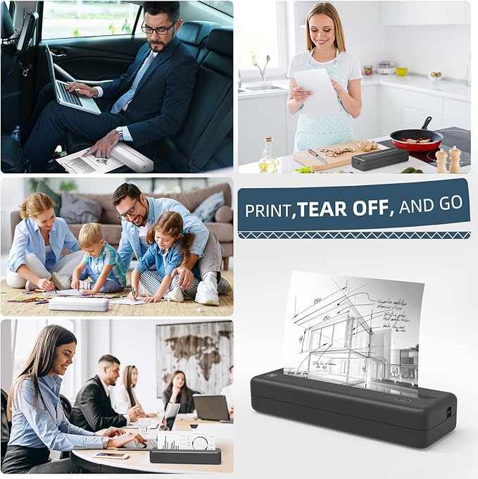 HPRT Wireless Portable Printer - Bluetooth Thermal Printer for Travel, Mobile Office, School, Home Compatible with iOS Android