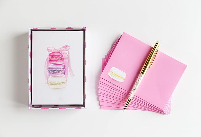 Papyrus Blank Cards with Envelopes, Stack of Macarons (14-Count)