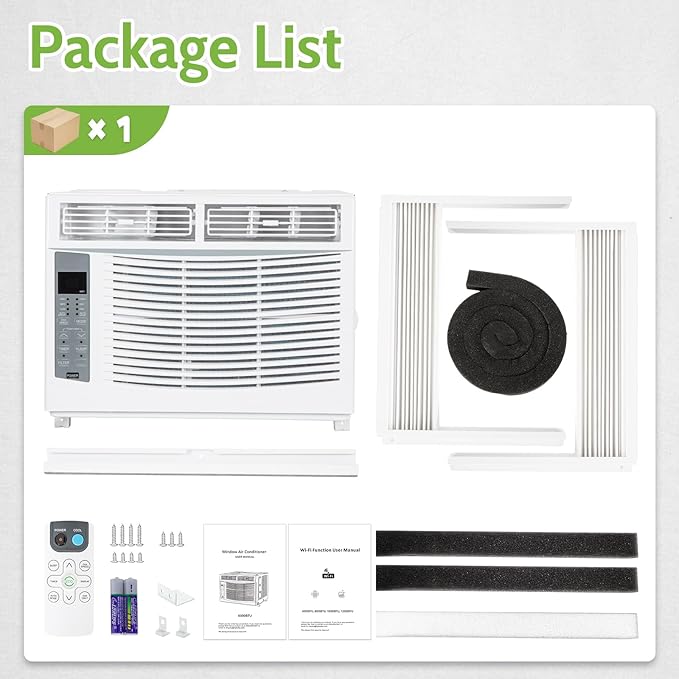 6000 BTU Window Air Conditioner with WiFi, Smart Window AC Unit with Remote, Energy Saving, Easy Install Kit, Cools up to 250 Square Feet