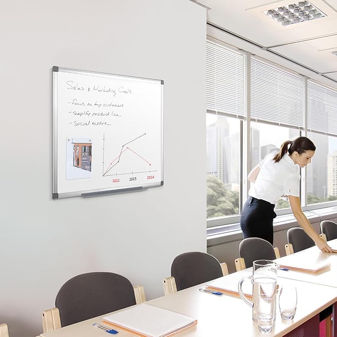 24"x24" Magnetic Whiteboard Wall Mount Dry Erase Board for Home Office, Dorm Room, Cubicle | Square White Board | Space-Saving White Board