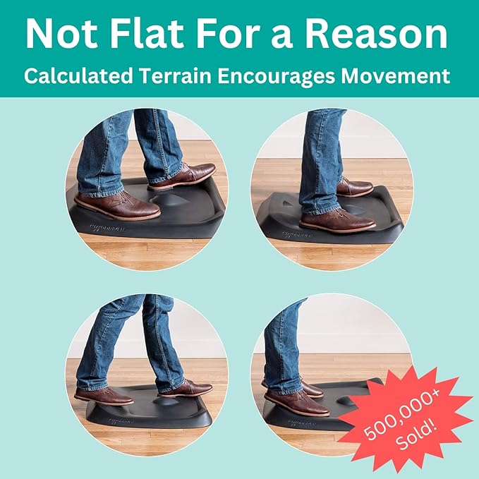 Topo Comfort Mat by Ergodriven | The Original Not-Flat Anti-Fatigue Standing Desk Mat with Calculated Terrain | Accessories | Obsidian Black