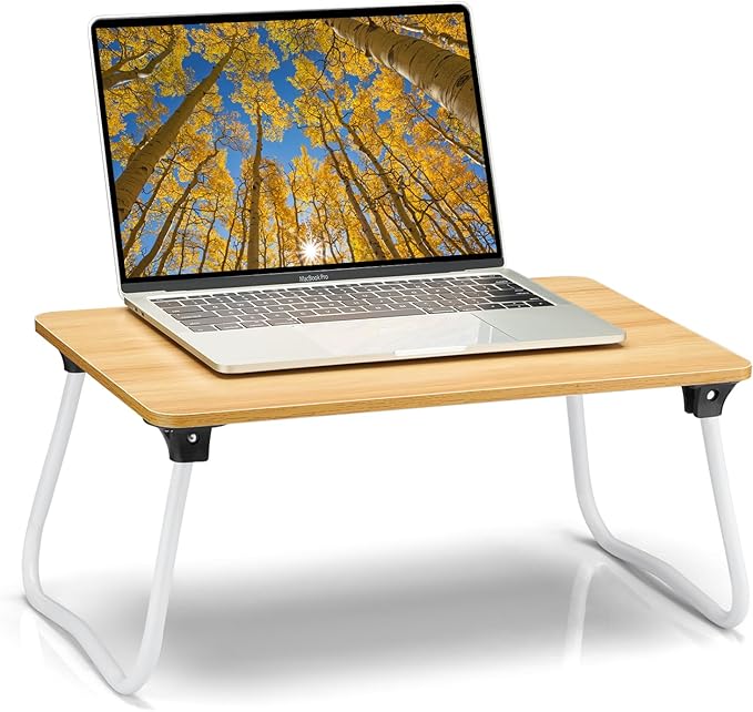 Ruxury Foldable Lap Desk Laptop Stand Bed Desk Table Tray, Breakfast Serving Tray, Portable & Lightweight Mini Table, Lap Tablet Desk for Sofa Couch Floor - Wood