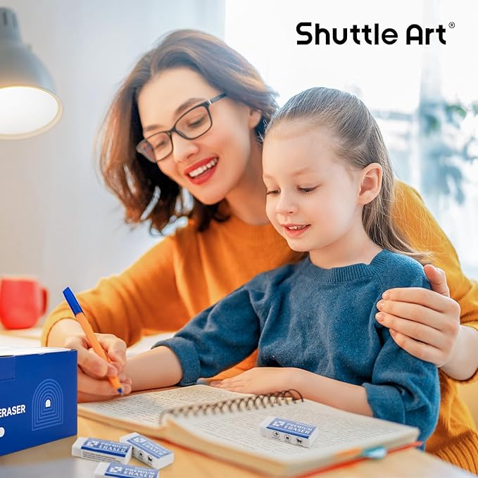 Erasers, Shuttle Art 144 Pack Premium Eraser Bulk, White Erasers Classroom Set for Kids Teachers as School and Office Supplies