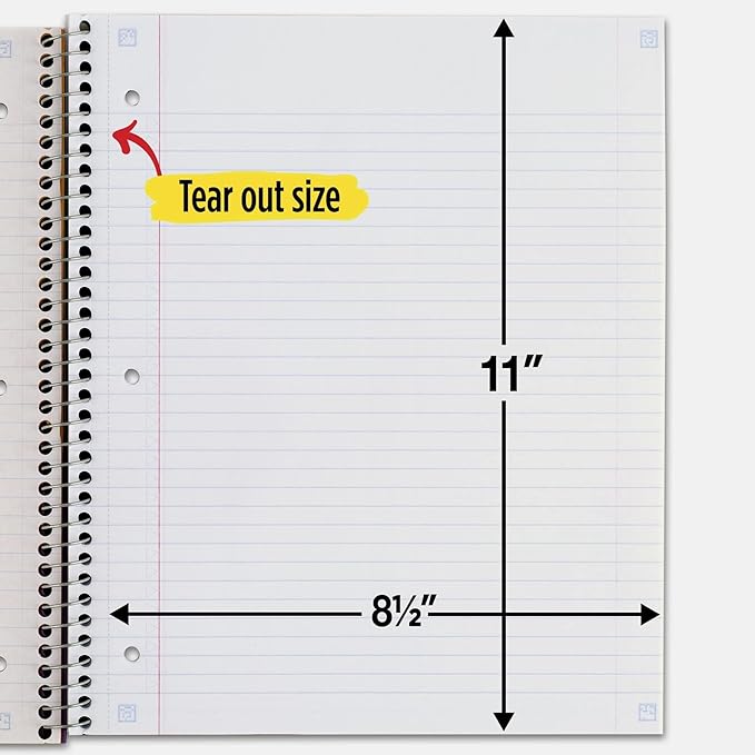 Five Star Spiral Notebook + Study App, 3 Subject, College Ruled Paper, Fights Ink Bleed, Water Resistant Cover, 8-1/2" x 11", 150 Sheets, Purple (38746)