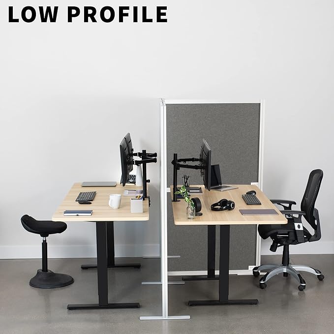VIVO L-Shape Modular Corner Wall System, 3 Panels, Modern Professional Office Cubicle Dividers, Freestanding Privacy Screen, 66 inches High, Dark Gray, PP-MWS63D-L