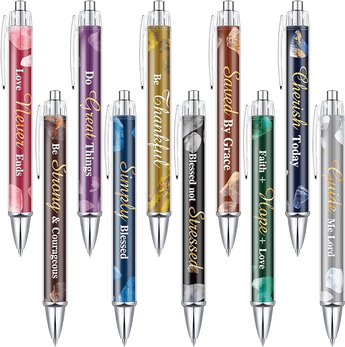 Tinlade 10 Pcs Christian Pens for Women Religious Ink Pens Easter Gifts Inspirational Quotes Bible Verse Ballpoint Funny Office Supplies for Women Men Coworker(Stone)