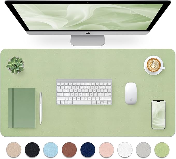 Bloss Green Desk Mat, Desk Matt for Desktop, Large Leather Desk Pad, Desk Pad Mat Waterproof, Computer Mat for Office Work/Home/Decor (31.5 x 15.7 Inches)