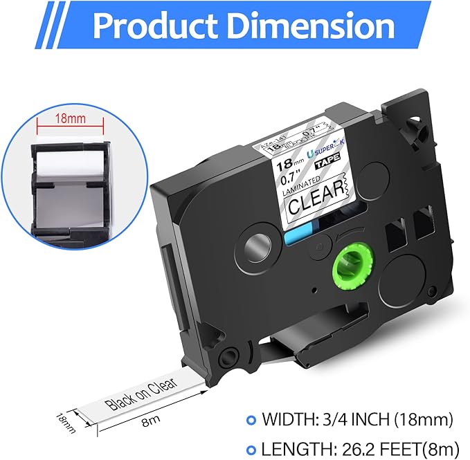 6PK Compatible for Brother P-Touch Label Maker Tape TZe-141 TZ-141 TZe141 TZ141 Black on Clear 18mm 3/4 inch 0.7'' x 26.2ft Laminated TZe TZ Label Tape for PT-H500 PT-910BT PT-530 PT-550