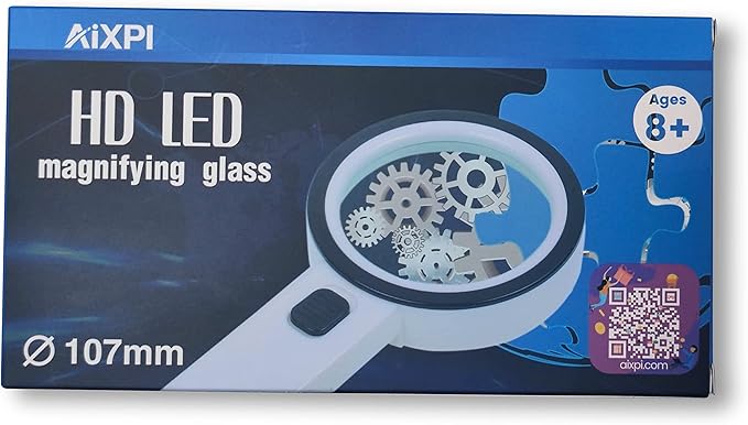 AIXPI Magnifying Glass with Light, 30X Handheld Large Magnifying Glass 12 LED Illuminated Lighted Magnifier for Macular Degeneration Seniors Reading Inspection Coins Jewelry