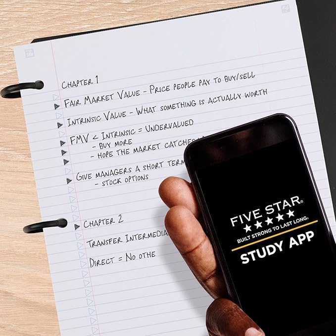 Five Star Flex Refillable Notebook + Study App, College Ruled Paper, 1-1/2 Inch TechLock Rings, Pockets, Tabs and Dividers, 300 Sheet Capacity, Seaglass Green (29324AQ8)