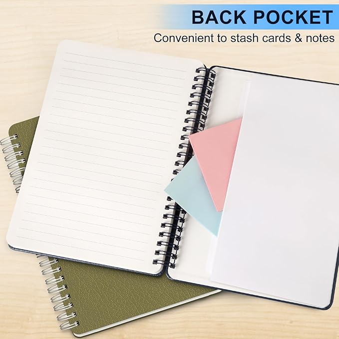 ABERLLS Blue Lined Spiral Journal Notebook with 160 Pages, 8×5.7in, A5 Spiral Notebook, Journaling Notebooks for Work, School, Women, Men, College Ruled Spiral Notebook, Hardcover Leather Journals