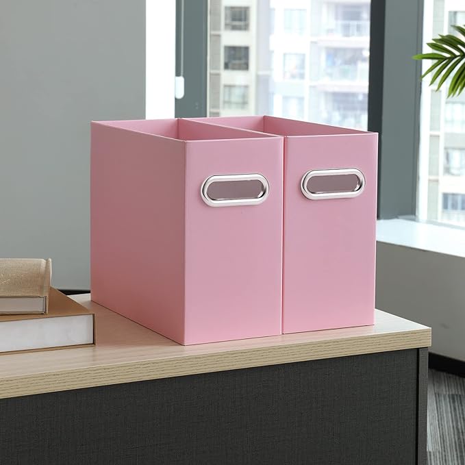 Oterri Collapsible Storage - Pink, 8 Packs - Hanging File Box for Letter Size, Portable with Handle