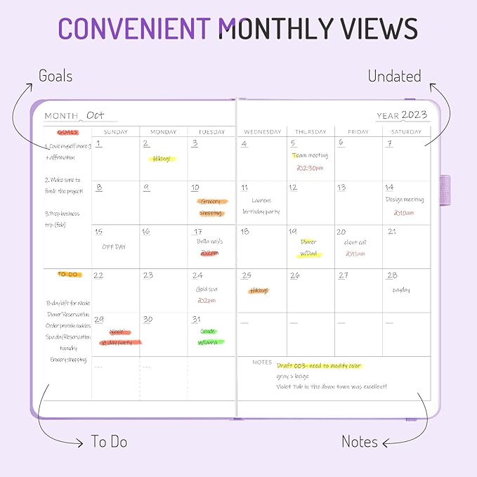 Undated Weekly Planner for 2025, Forvencer Daily & Weekly & Monthly Calendar Planner, Cute Daily Organizer Notebook, Agenda Journal to Track Goals & Tasks, Start Anytime, A5 Size, Dark Green