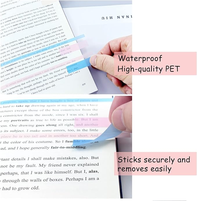 WSCHU 1120pcs Sticky Tabs - Writable Translucent Sticky Note Tabs, Repositionable Book Flags, Annotation Supplies