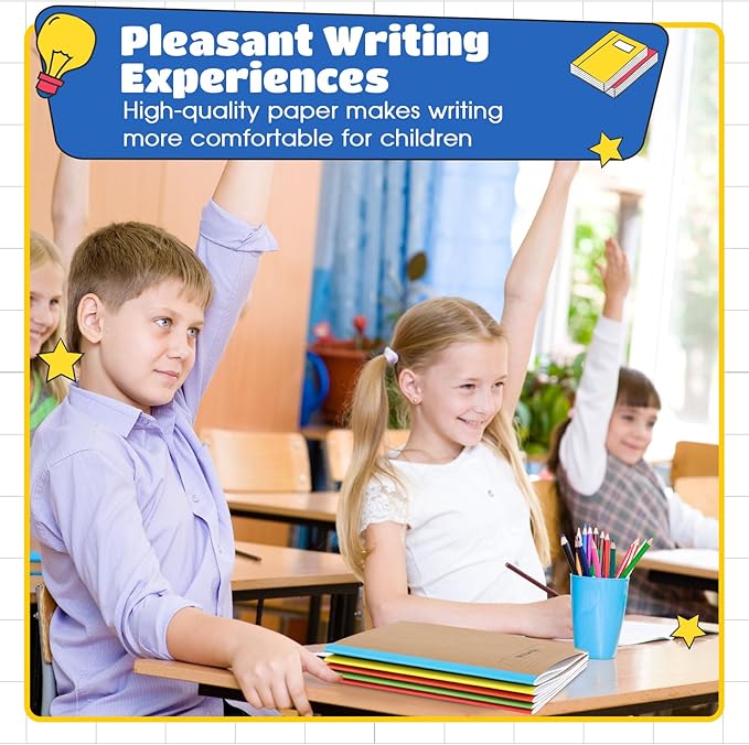 Henoyso 20 Pcs Primary Composition Notebook 9 3/4 x 7 1/2 Inch Kids Journal, Back to School Supplies, K-2 Primary Writing Notebook for Kids Student Draw and Write Story Journal (Classic Color)