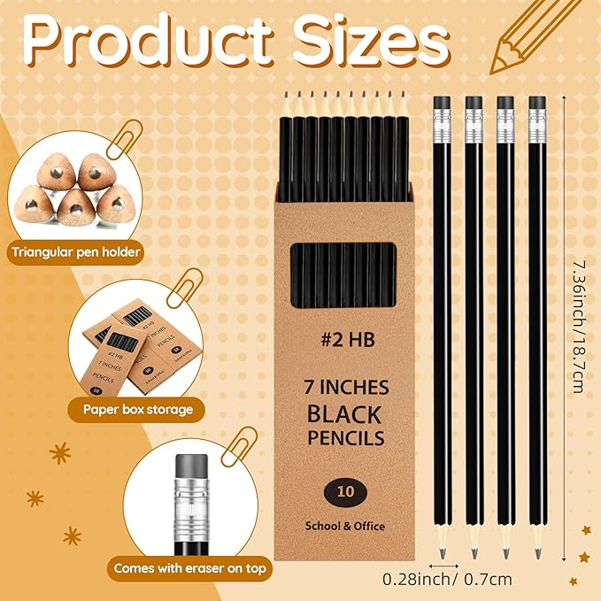 Geyoga 30 Packs of 300 Count #2 Pre Sharpened Pencils Bulk Woodcased for Classroom #2 HB Triangle Shape Pencils with Top Erasers for Teacher Office Back to School Supply(Black)