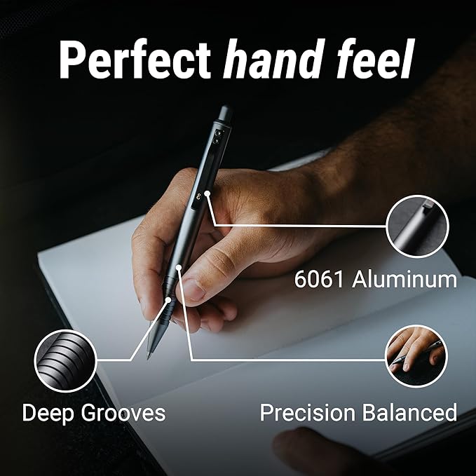 Everyman Grafton Full Click Refillable 0.7mm Ball Point Pen, Aegean | Sleek Anodized Aluminum EDC Pen with Deep Grooved Grip | Smooth Writing Pocket Pen for Office, Travel, Gifting & Daily Use