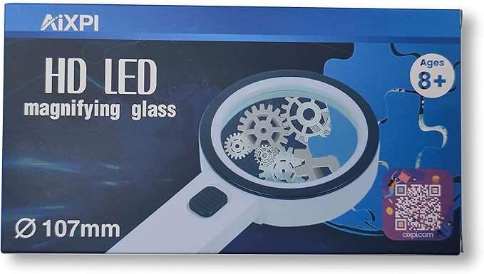 AIXPI Magnifying Glass with Light, 30X Handheld Large Magnifying Glass 12 LED Illuminated Lighted Magnifier for Macular Degeneration Seniors Reading Inspection Coins Jewelry