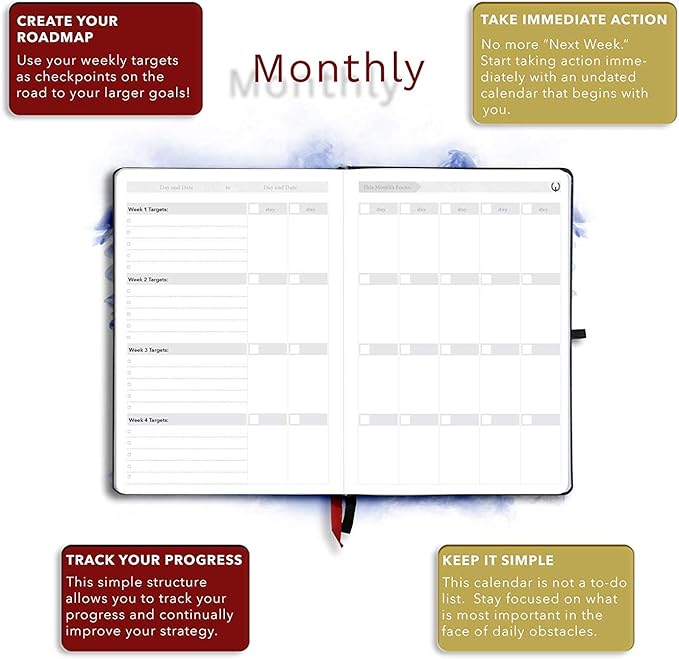 The Phoenix Journal - Best Daily Goal Planner, Organizer, & Calendar for Goal Setting, Gratitude, Happiness, & Productivity - Vision Board & Habit Tracking - 12 Weeks, Undated, Hardcover (Purple)