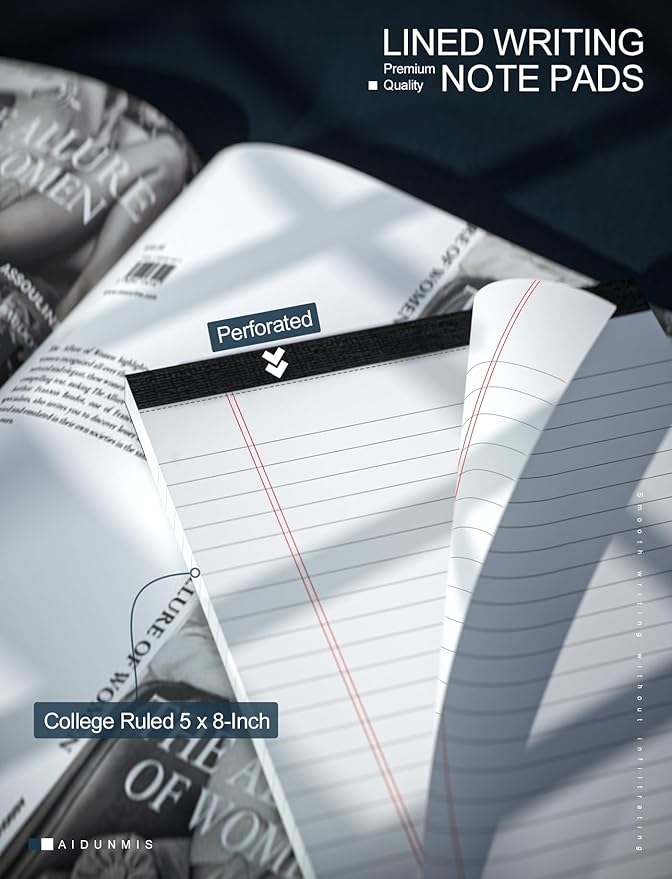 Legal Pads 5x8 Inch Writing Pads for Office Note Pads 5x8 for Work 80 GSM Paper College Ruled Legal Pad To Do List Notepad 30 Sheets 6 Pack Notebook Writing Pad Notepads for Grocery List Shopping List