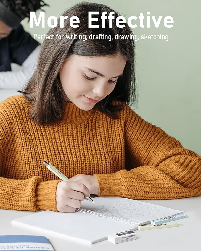Nicpro 4PCS Pastel Mechanical Pencil 0.5mm, Cute Fast Click Mechanical Pencils Set with 100PCS HB Lead Refills, Erasers and Eraser Refills, Aesthetic School Supplies for Writing, Drawing, Sketching