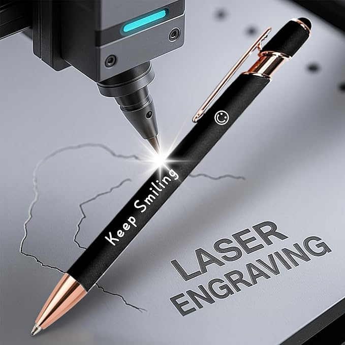 Custom Pens in Bulk with Multiple Colors Options,Engraved Double-Sided Personalized Pens with Design Text, Logo&Touch Stylus,Fine Point Smooth Writing, Ideal for Corporate, Students & Gifts