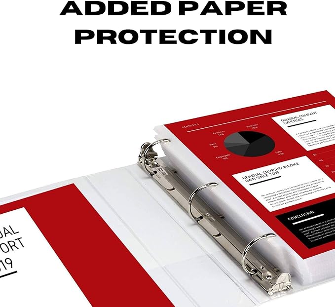 Office Werks 3 Ring Binder, Professional D Ring Binder 2.5 Inch, 12 Presentation Folder for Standard Pages 8.5 x 11 with Pockets, Crystal Clear View White Binder (12 Pack)