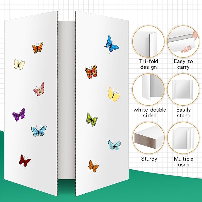 6 Pack Trifold Poster Board 48" X 36", IKAYAS Double Sided White Tri-fold Poster Boards, Science Fair Display Boards Posterboard Foamboard for Mounting, Art, Display, Projects Classroom Supplies