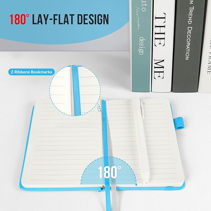 Pocket Small Notebook Journals, 8 Pack (Ocean Blue) Mini Notebook 3.7x5.7 Journaling Notebooks for Women Men, Hardcover Lined Note Pads with Pens for Work, Business, Travel Journal, Office Supplies