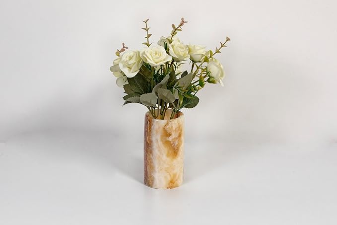 Pen Holder - Toothbrush Holder, Desk Organizer, Makeup Brush Holder, Gift for Home, Kitchen Utensil Holder, Storage Desktop, Onyx Marble, Mini Vase