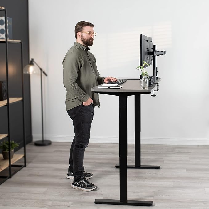 VIVO Dark Gray 60 x 24 inch Universal Solid One-Piece Table Top for Standard and Sit to Stand Height Adjustable Home and Office Desk Frames, DESK-TOP60G