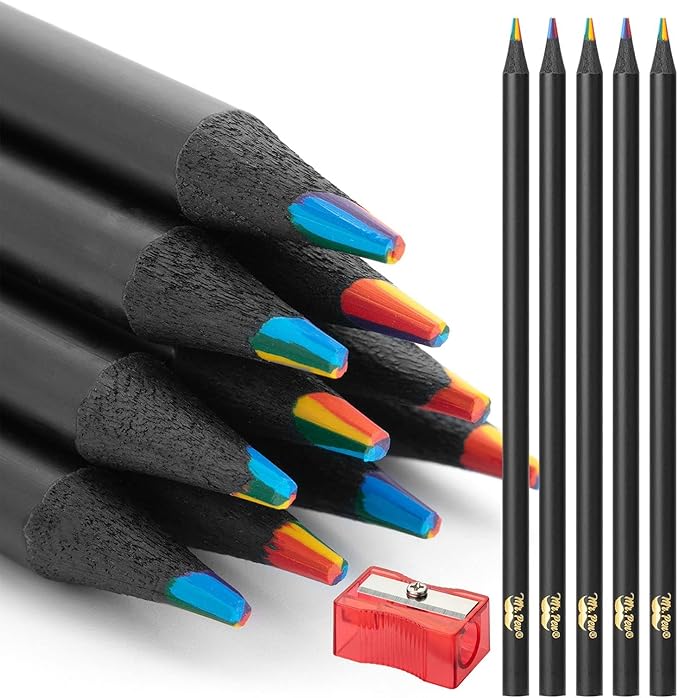 Mr. Pen- Rainbow Pencils, 12 Pack, 7 Color in 1 Rainbow Colored Pencil with Sharpener, Fun Pencils for Kids, Rainbow Pencils for Kids, Colored Pencils for Kids, Color Pencils for Kids
