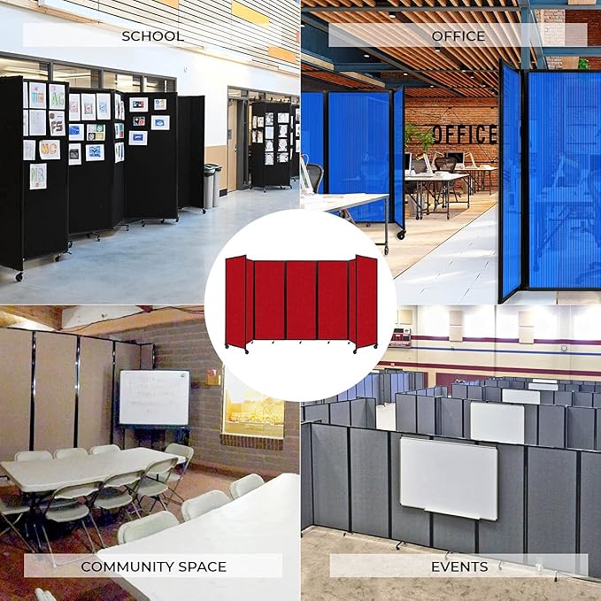 Versare Room Divider 360 Portable Wall Partition | Folding Panels | Large Freestanding Divider | Locking Wheels | Temporary Room Separator | 25' x 7'6'', Lime Green
