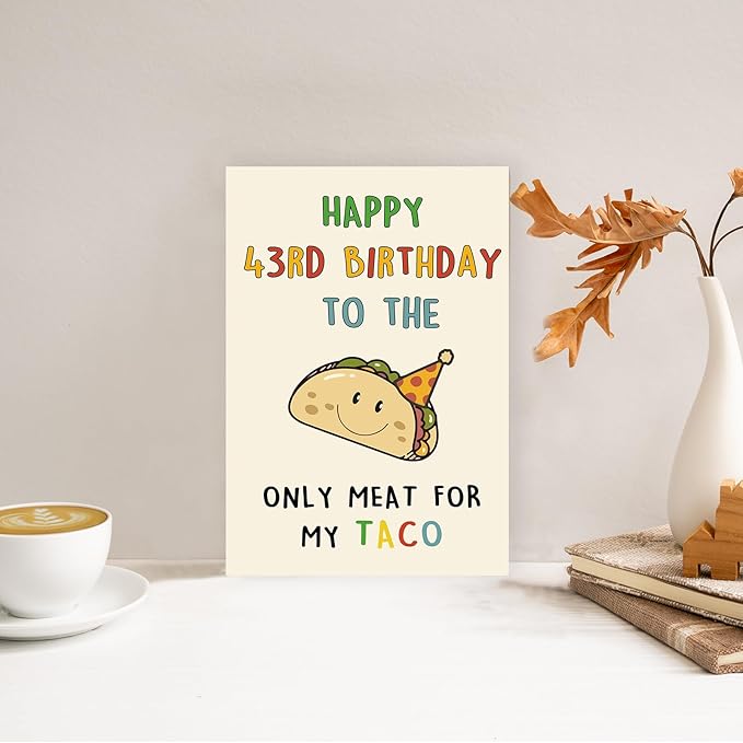 Funny 43rd Birthday Card Gifts for Men, Happy 43rd Birthday Decorations for Husband Him, Taco Gifts for 43 Years Old Bday Man, Cool 43 Mens Bday Ideas
