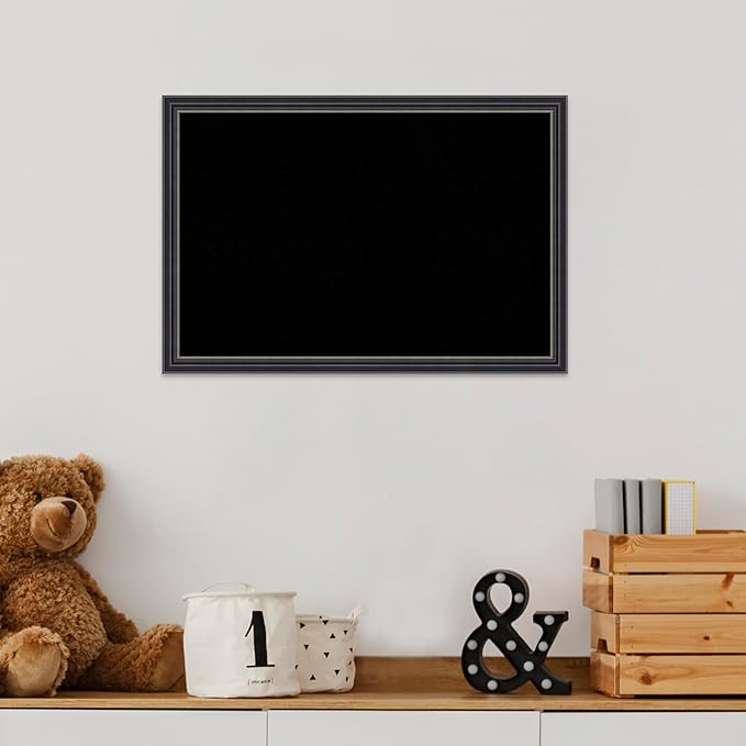 Amanti Art Black Cork Board for Wall, 13x19 Vision Board with Black Wood Frame, Small Corkboard Office Decor for Home Organization, Traditional Corkboard Pinboard to Display Items for Home