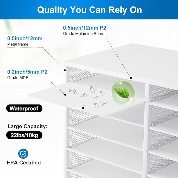Mail Sorter Adjustable Countertop Mail Holder, Heavy Duty Literature Organizer, Student Mailbox for Classroom, Desktop Bill Paper Organizer for Office Home School, 36 Compartments, White